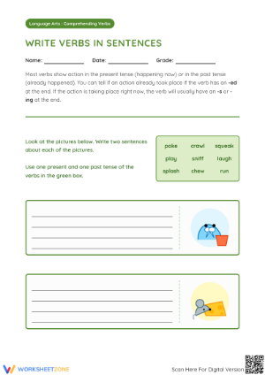 Essential Past & Present Tense Verb Worksheet | Grade 2