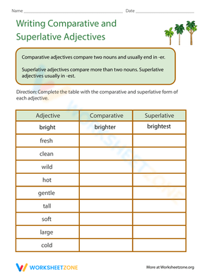 Writing Comparative/Superlative Adjectives
