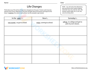 Understanding Life Changes Worksheet