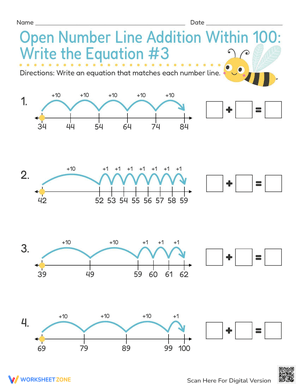Open Number Line Addition Worksheet