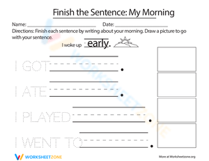 Finish the Sentence: My Morning Worksheet