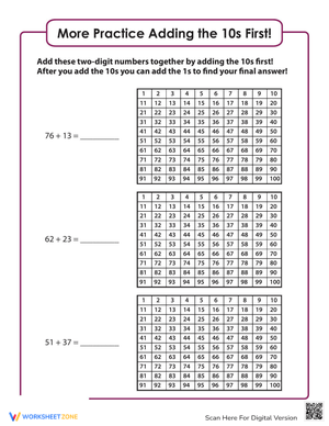 Addition Worksheet: Adding 10s First