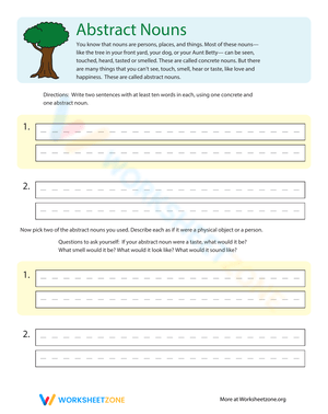 Abstract Nouns Worksheet