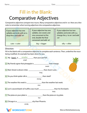 Comparative Adjectives Fill-in Worksheet