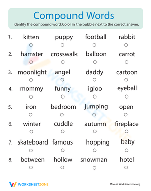 Compound Words Quiz Worksheet