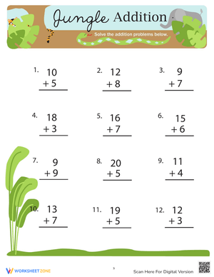 Jungle-Themed Addition Practice