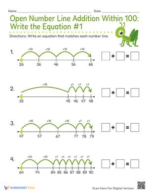 Addition within 100 on an Open Number Line