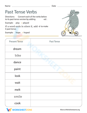 Past Tense Verb Practice Worksheet
