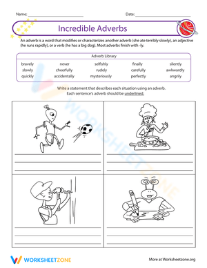 Adverbs Worksheet