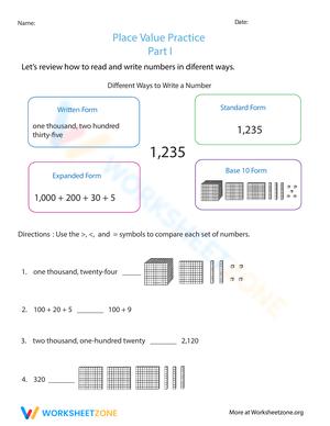 Place Value Practice Worksheet