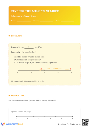 Printable Grade 2 Missing Number Subtraction Worksheet