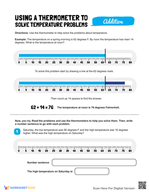 Thermometer Addition Worksheet