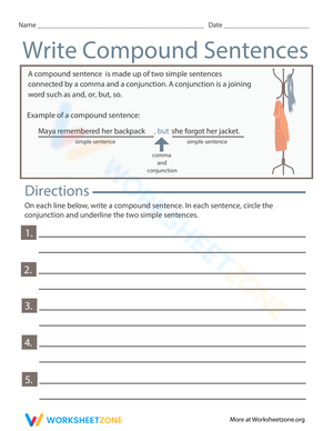 Write Compound Sentences Worksheet