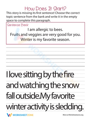 Beginning Sentences Worksheet