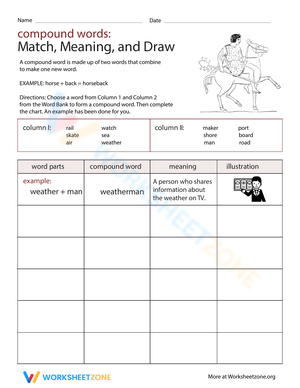 Compound Word Match Meaning Worksheet