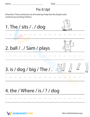 Fix It Up Worksheet