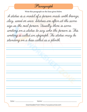 Statue Handwriting Practice Sheet