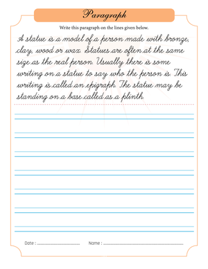 Statue Handwriting Practice Sheet