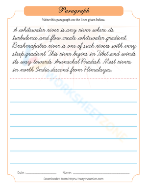 White Water River Handwriting Practice Sheet