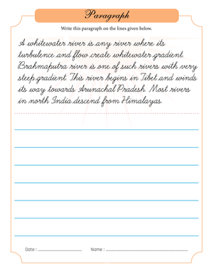 White Water River Handwriting Practice Sheet