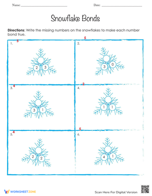 Snowflake Number Bonds Worksheet