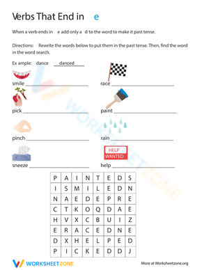 Verbs Ending in E Worksheet