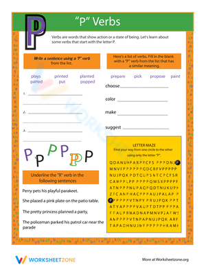 Verbs That Start With P Worksheet