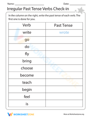 Irregular Past Tense Verbs Check-in