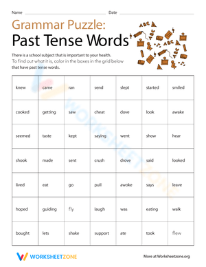 Past Tense Words Worksheet