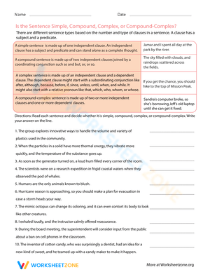 Identify Sentence Structure: Simple, Compound, Complex