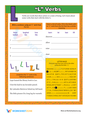 Verbs That Start With L Worksheet