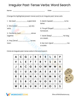 Irregular Past Tense Verbs Word Search