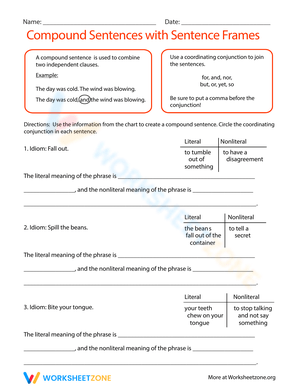 Construct Compound Sentences Worksheet
