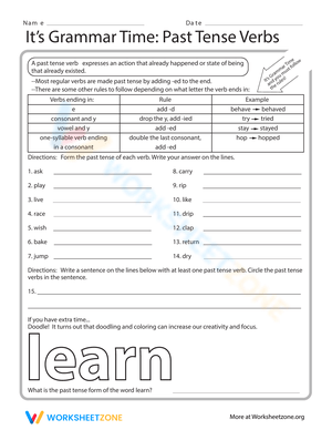 Grammar Time: Past Tense Verbs