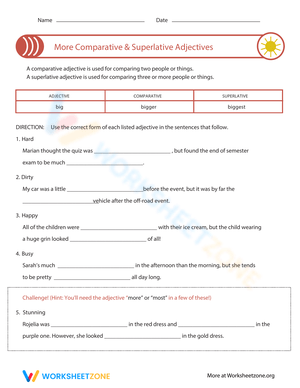 Comparatives & Superlatives Adjectives Practice
