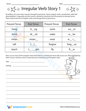 Irregular Verb Story Worksheet