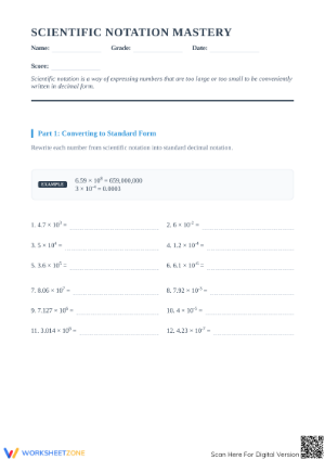 Essential Scientific Notation Mastery Worksheet | Grade 8