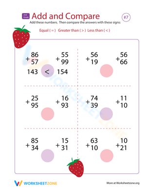 Add and Compare Worksheet