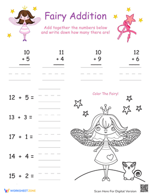 Fairy Addition Practice Worksheet