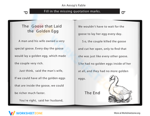 The Goose That Laid the Golden Egg Worksheet