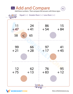 Addition and Comparison Worksheet