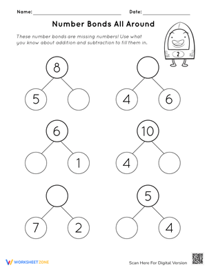 Number Bonds All Around Worksheet
