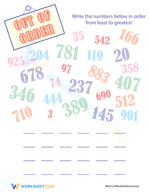 Get These Numbers in the Right Order Worksheet