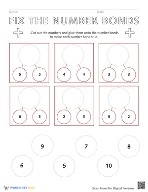 Fix the Number Bonds Worksheet