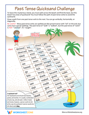 Past Tense Quicksand Worksheet
