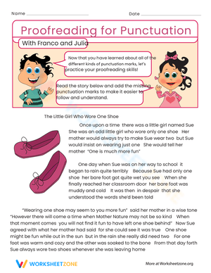 Proofreading for Punctuation Worksheet