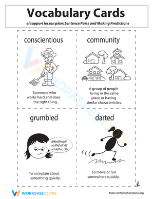 Vocabulary Cards for Sentence Parts & Predictions
