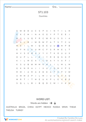 Countries Of The World Word Search Puzzle