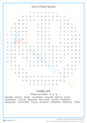 Gym 5 Word Search