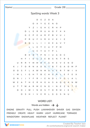 Spelling Words Week 3